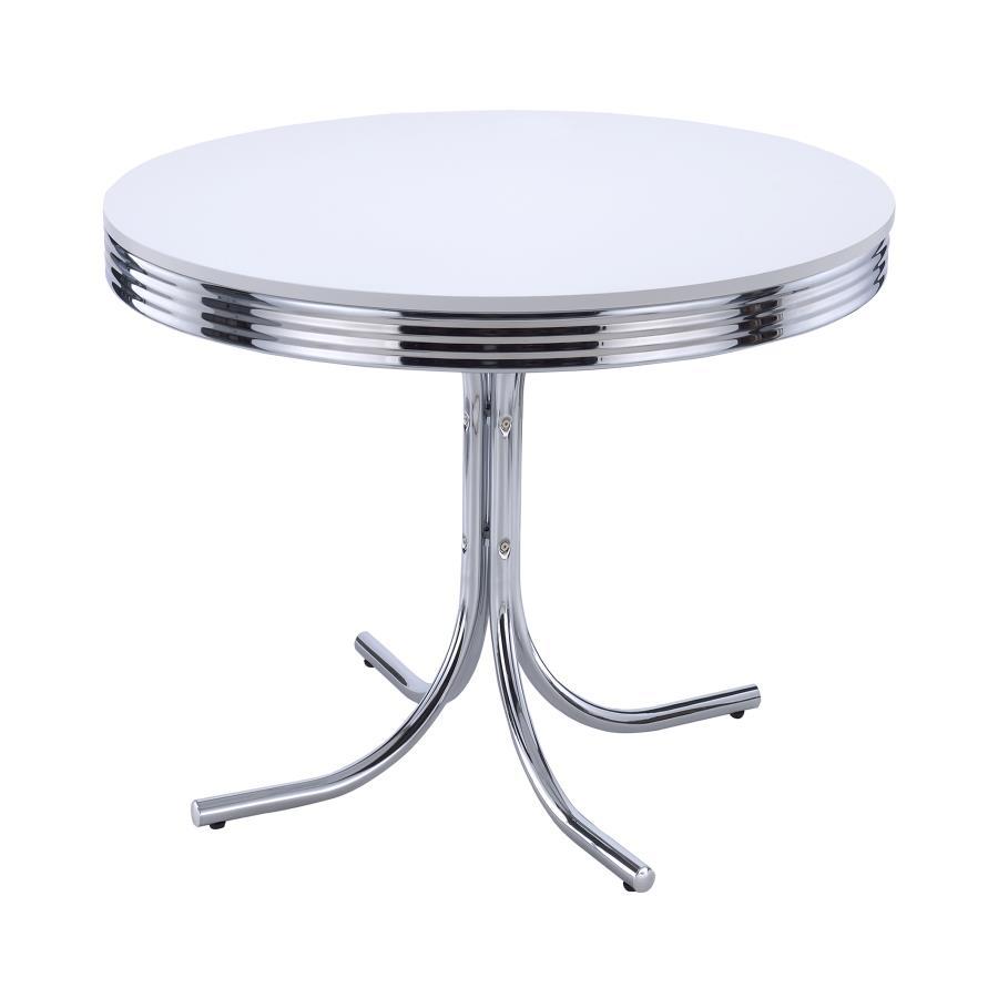 Dining Table with Chrome Rim and Curved Metal Legs