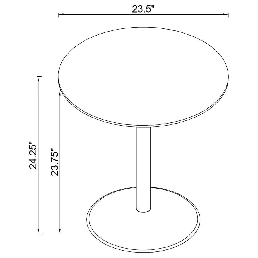 Round Metal End Table with Tempered Glass Top