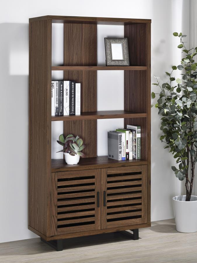Maddox 3-Shelf Cabinet Bookcase in Walnut