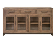 Natural Parota Console – 3 Drawers & 4 Glass Doors