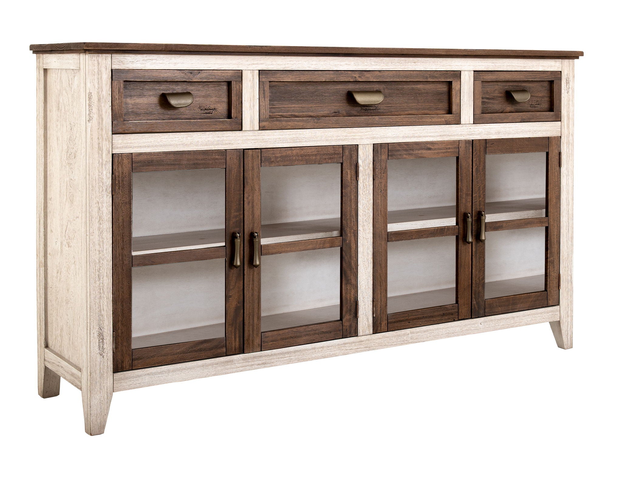 Sahara 3 Drawer 4 Glass Door Console