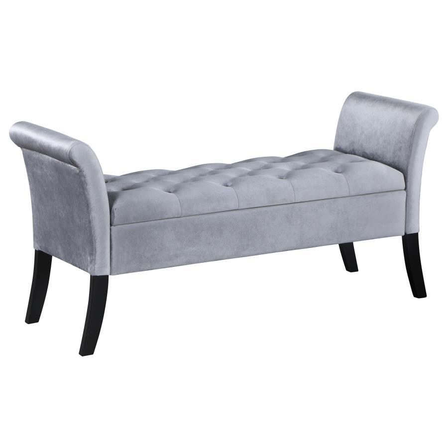Farrah Velvet Upholstered Rolled Arm Storage Bench
