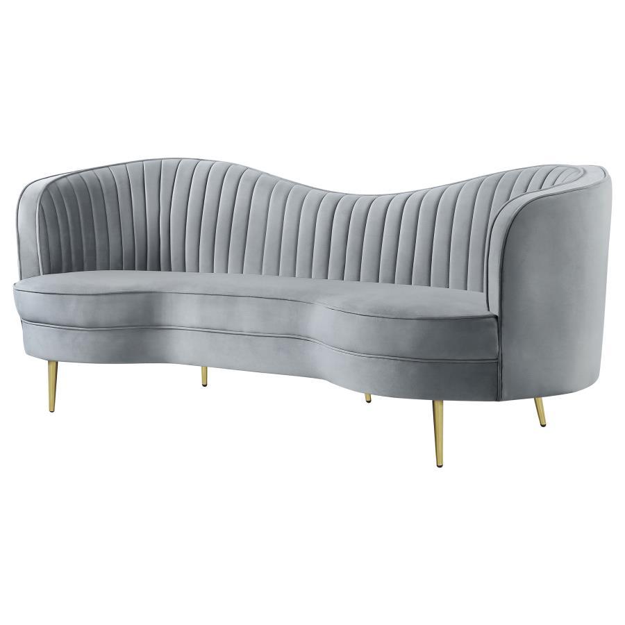 Upholstered Channel Tufted Sofa with Mid-Century