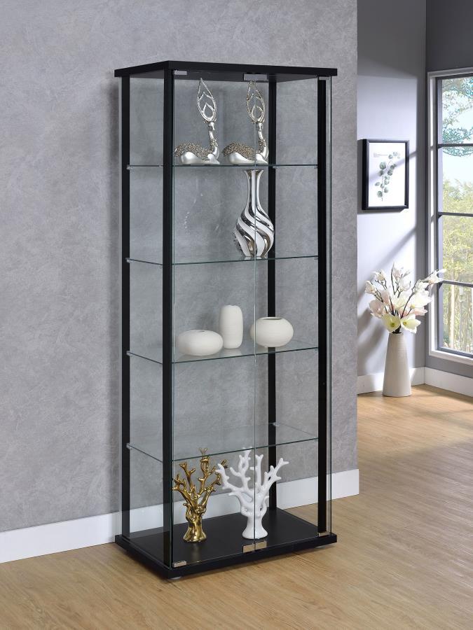 5-Shelf Clear Glass Curio Display Cabinet
