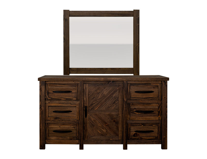 Dutton Dresser – 6 Drawer & 1 Door Brown Mixed Wood