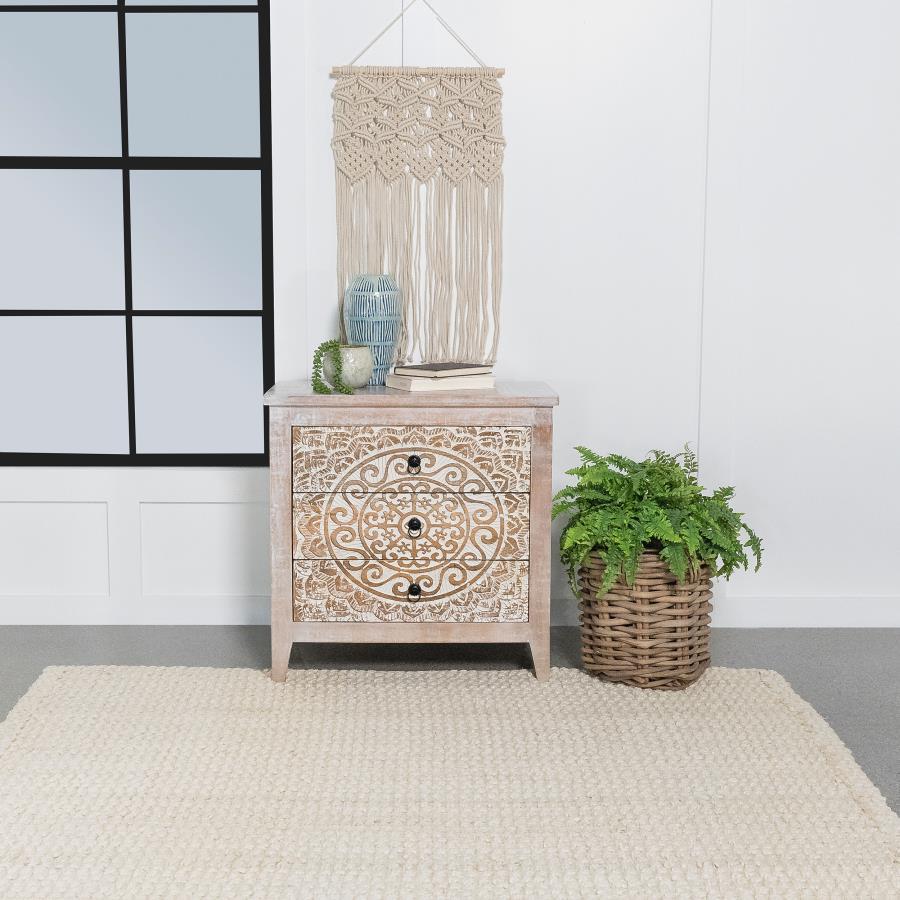 Mariska - 3-Drawer Wood Mandala Cabinet