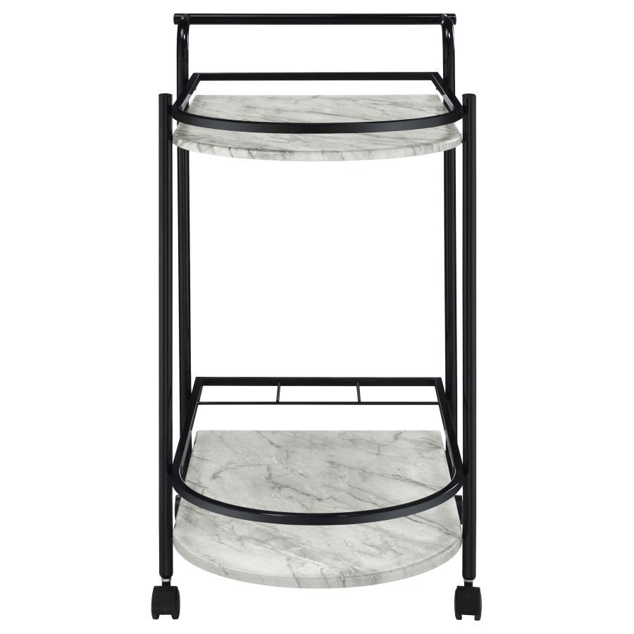 2-Tier Bar Cart with Faux Marble Shelves