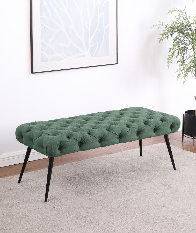 Ella Upholstered Tufted Bench with Metal Legs