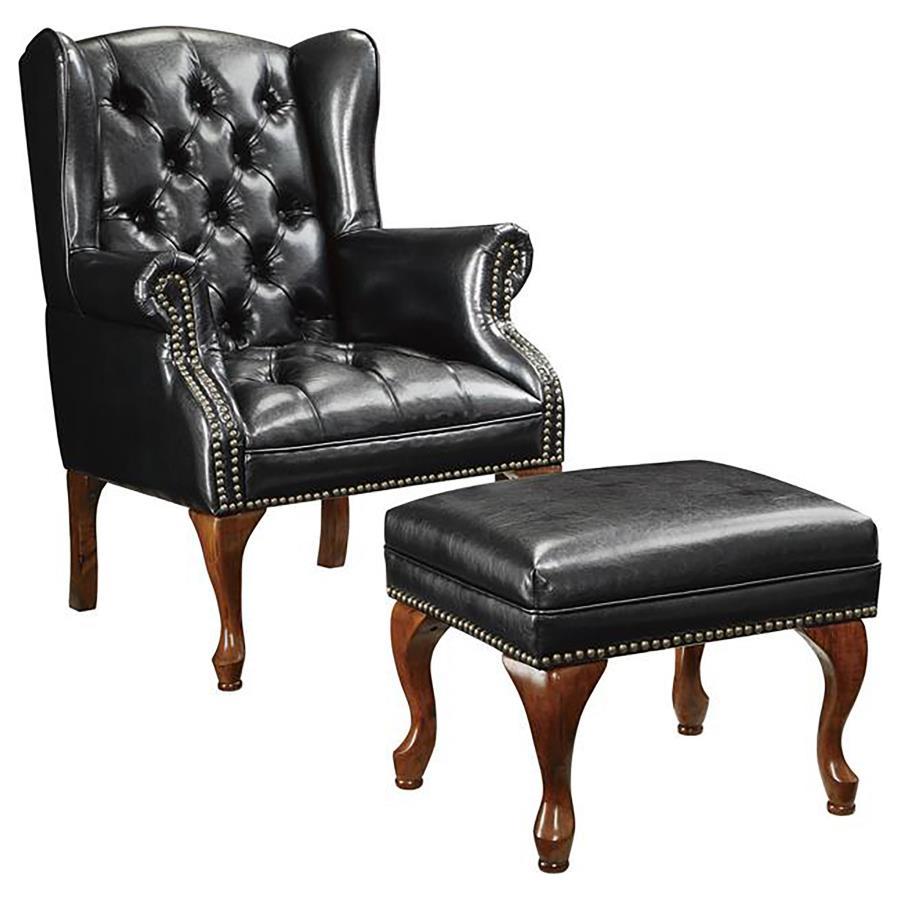 Roberts - Upholstered Wingback Chair And Ottoman Set