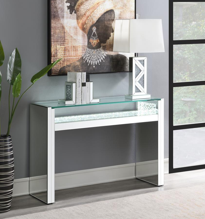 Edna Mirrored Acrylic Console Table with LED Lighting