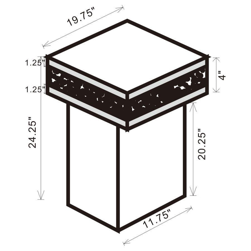 Elora Square Mirrored Accent Side Table
