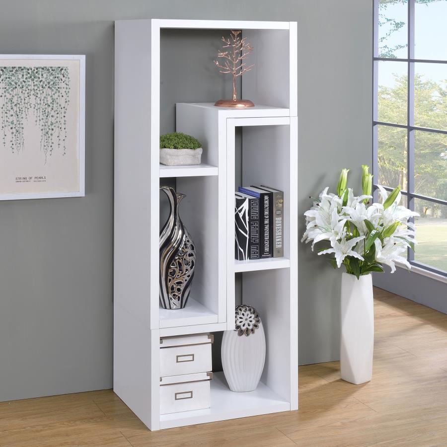 Modern White Multipurpose TV Stand and Bookshelf
