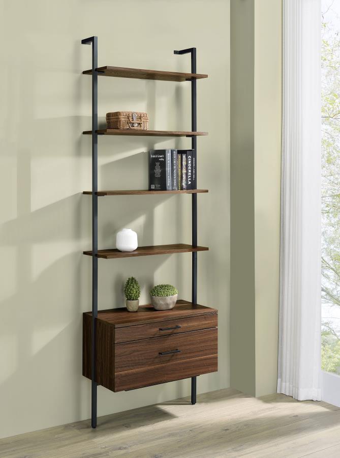 Owens 4-6 Shelf Wall Mounted Bookshelf with Walnut