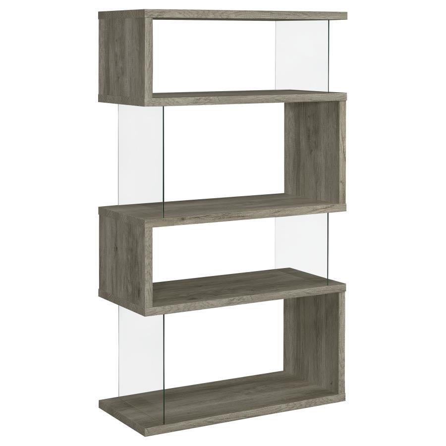 Emelle 4-Shelf Glass Panel Bookshelf