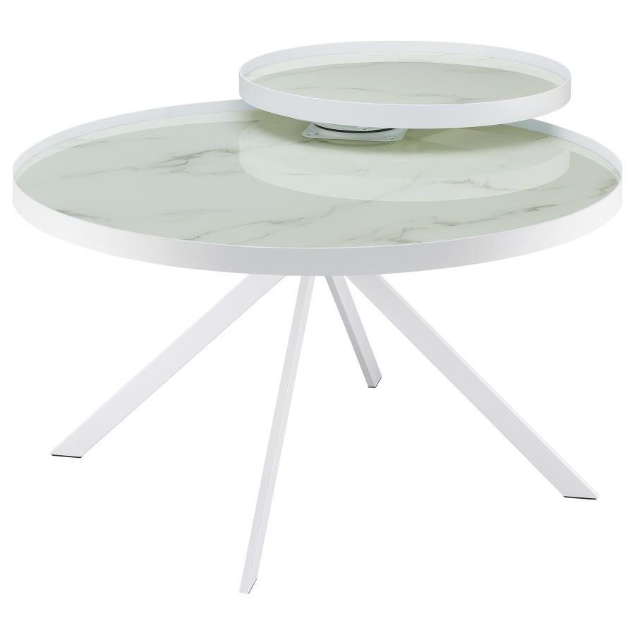 Briggs Round Marble Printed Glass Top Coffee Table