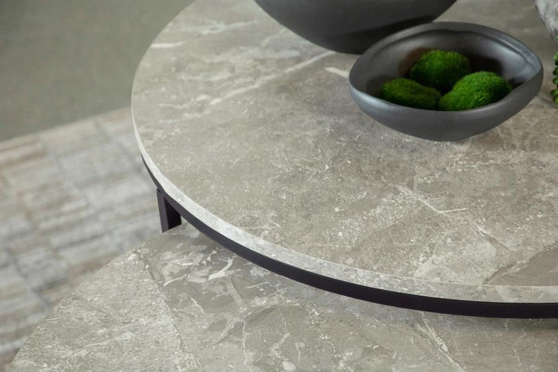 Lainey 2 Piece Round Faux Marble Nesting Coffee Table