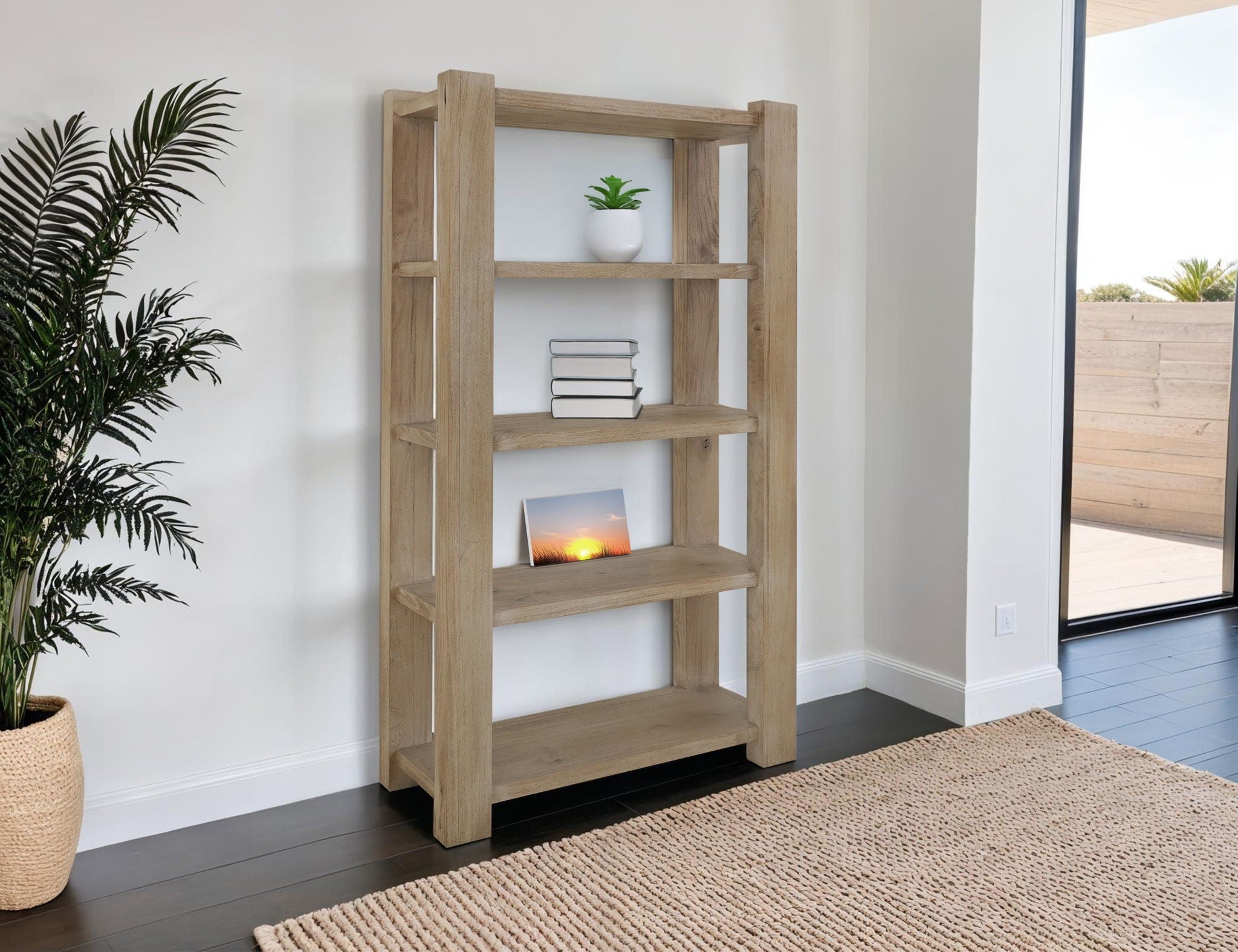 Luma 5-Shelf Bookcase in Sand Brown Melina Wood