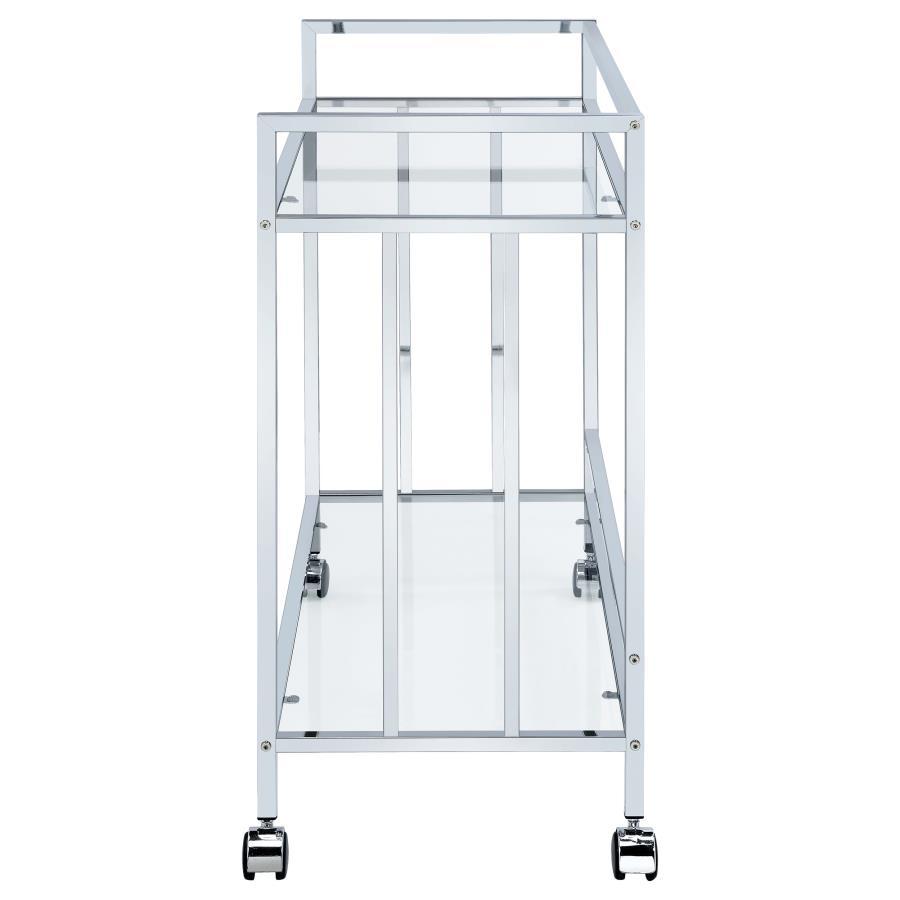 Cara 2-Tier Rectangular Glass Shelf Metal Bar Cart
