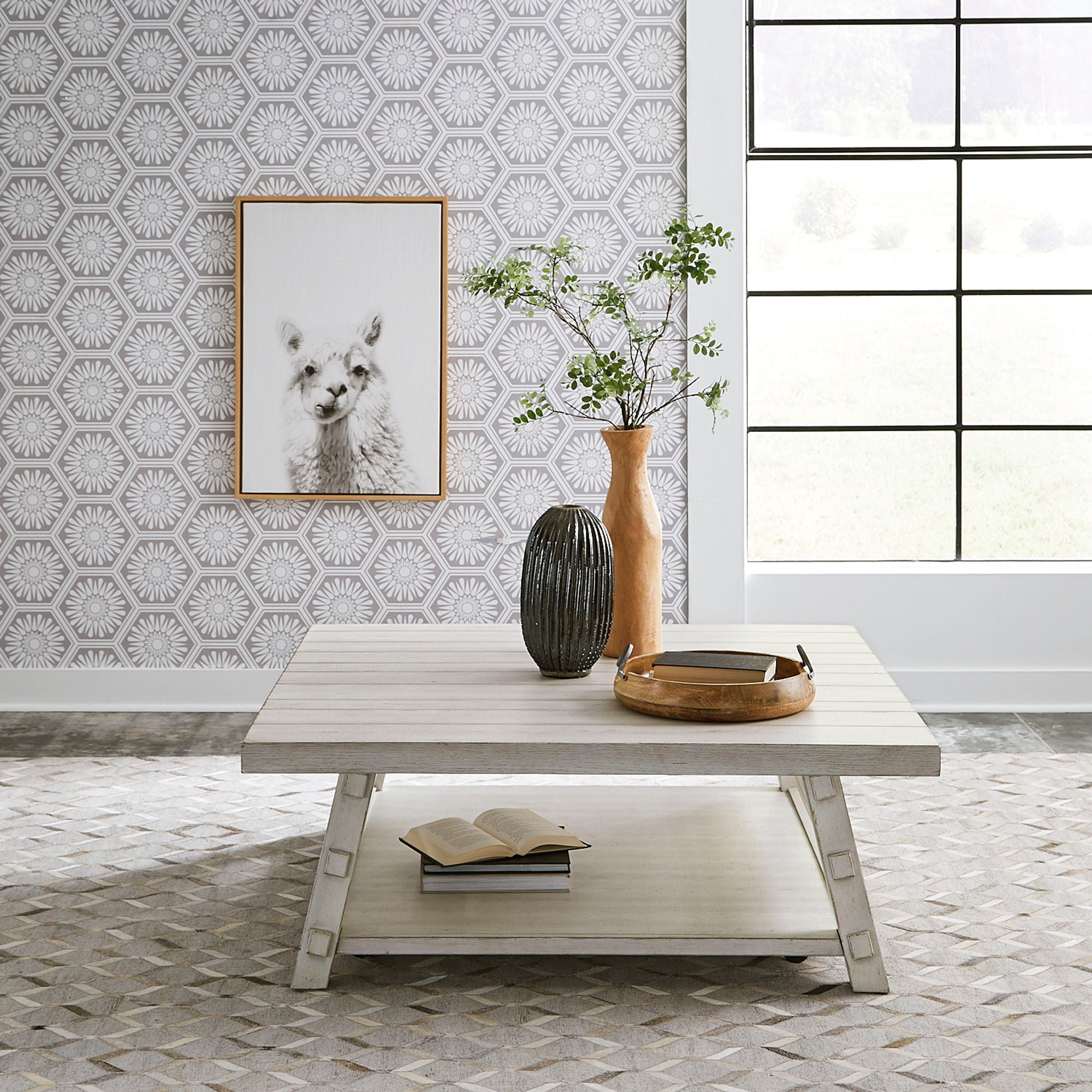 Modern Farmhouse Oversized Square Cocktail Table