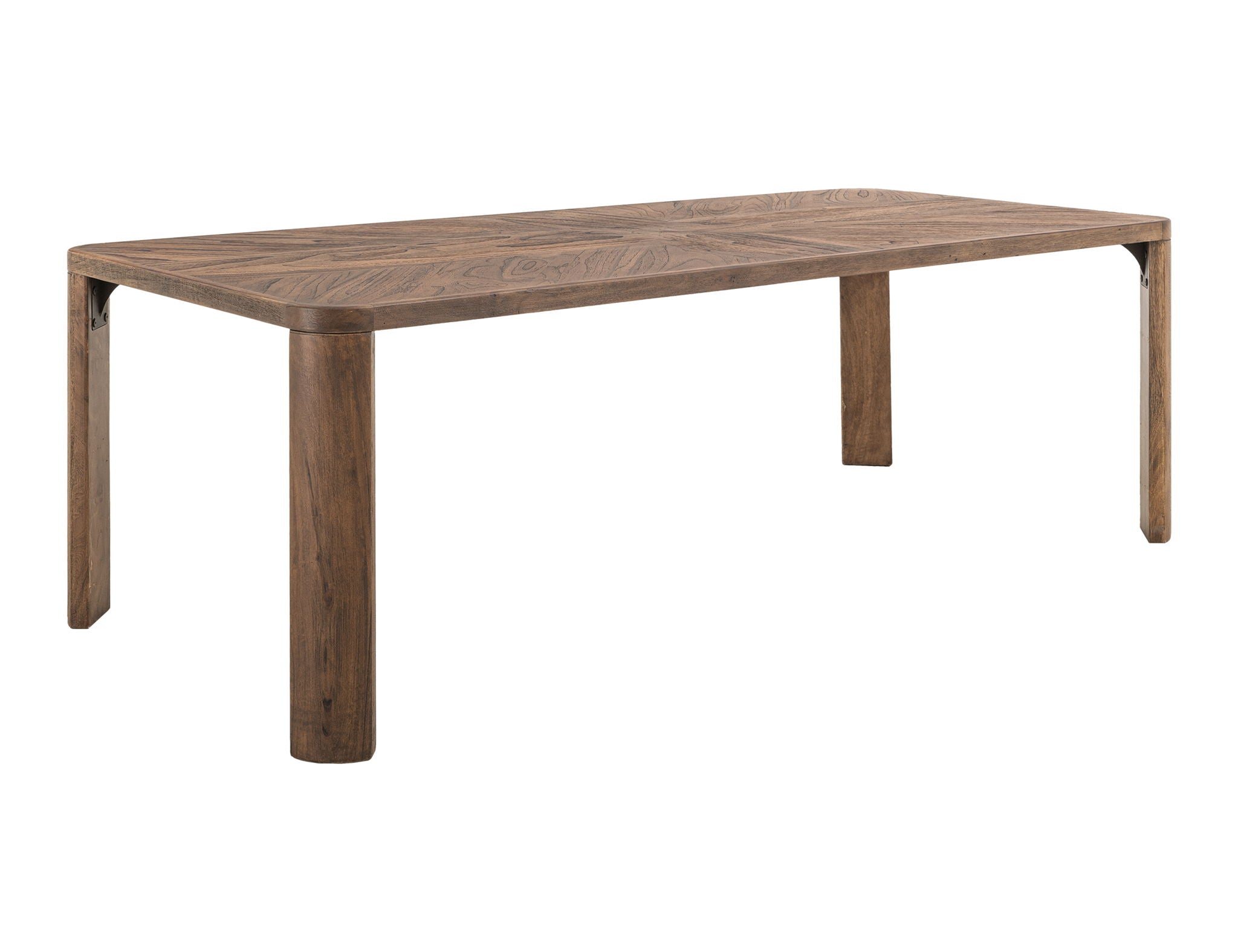 Balam Dining Table in Almond / Barrel Brown & Teak Wood