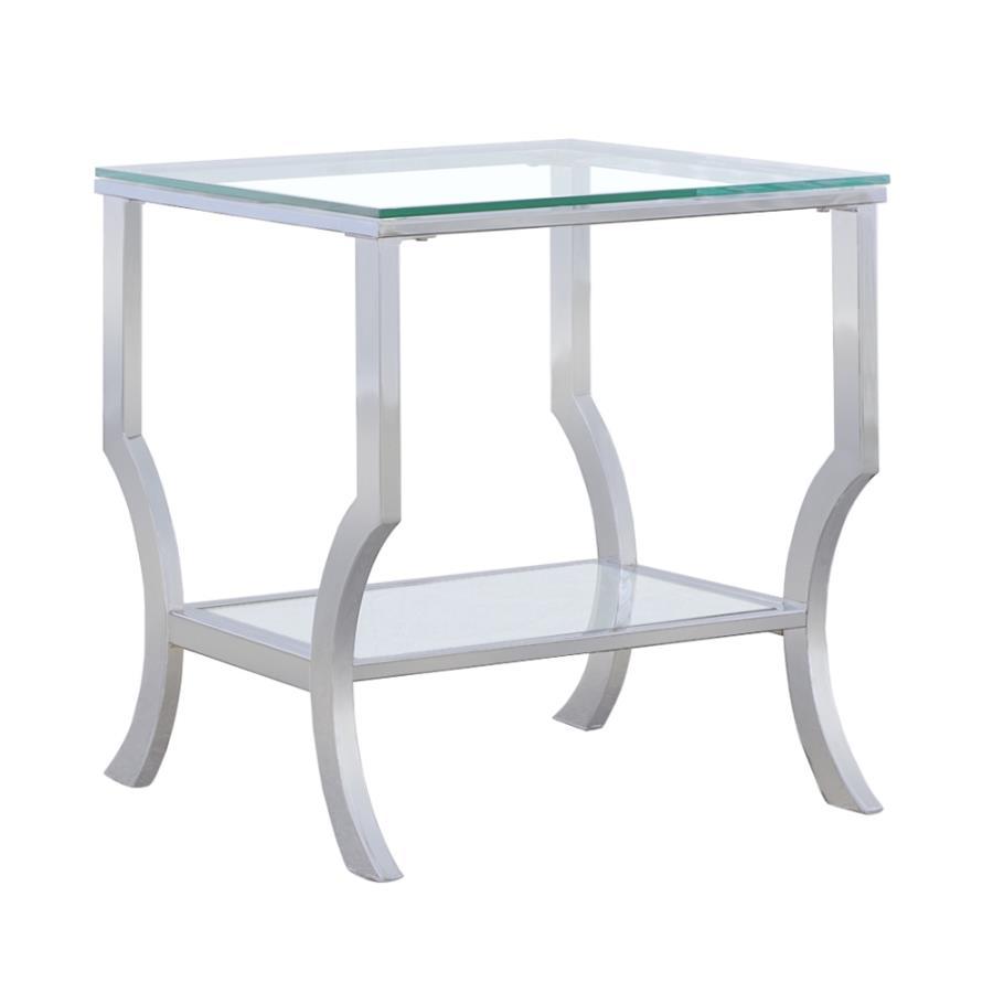Square Glass Top Side End Table with Chrome Base