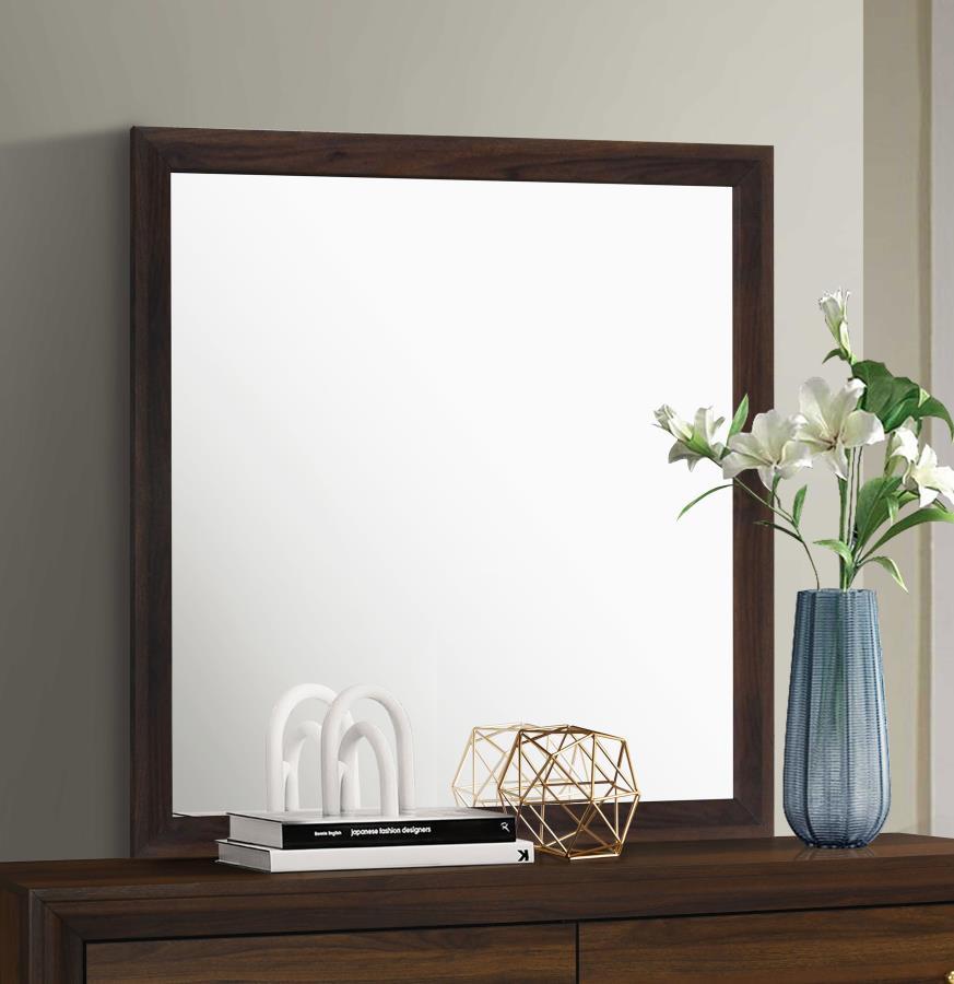 Welsley Dresser Mirror – Walnut, Modern Flat Glass