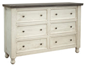 Stone Dresser with 6 Drawers in Antiqued Ivory