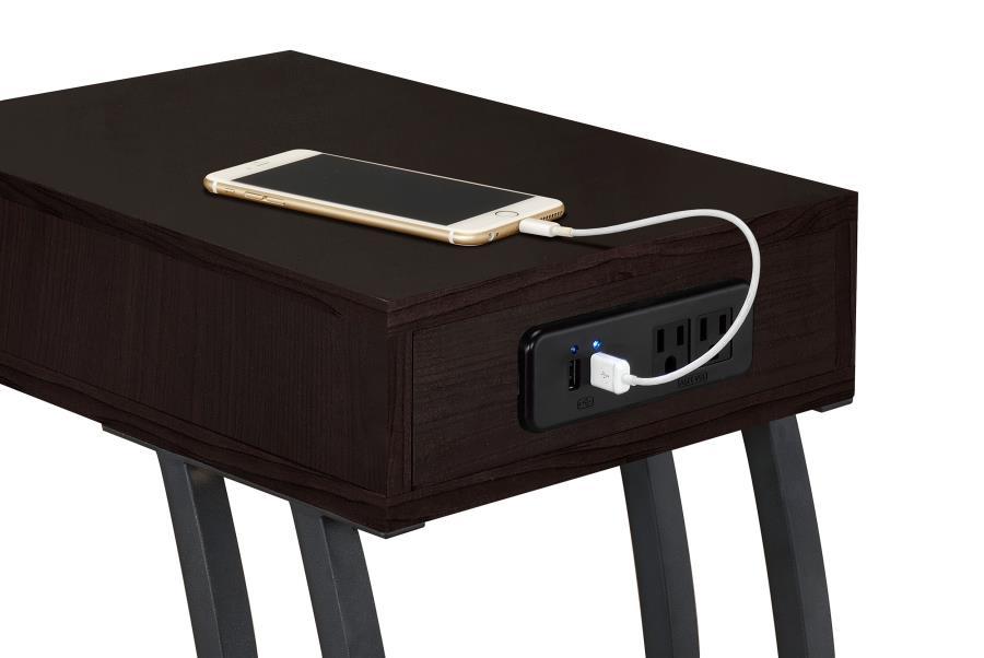 Troy 1-Drawer C-Shaped Side Table with Power