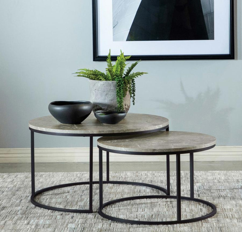 Lainey 2 Piece Round Faux Marble Nesting Coffee Table