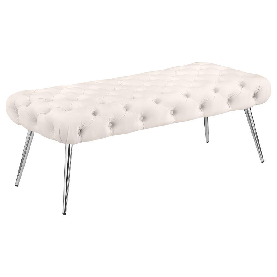 Ella Upholstered Tufted Bench with Metal Legs