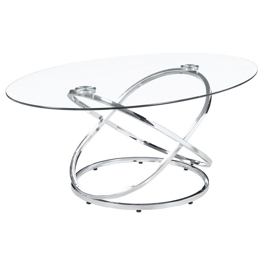 Warren - 3 Piece Oval Glass Top Coffee Table Set