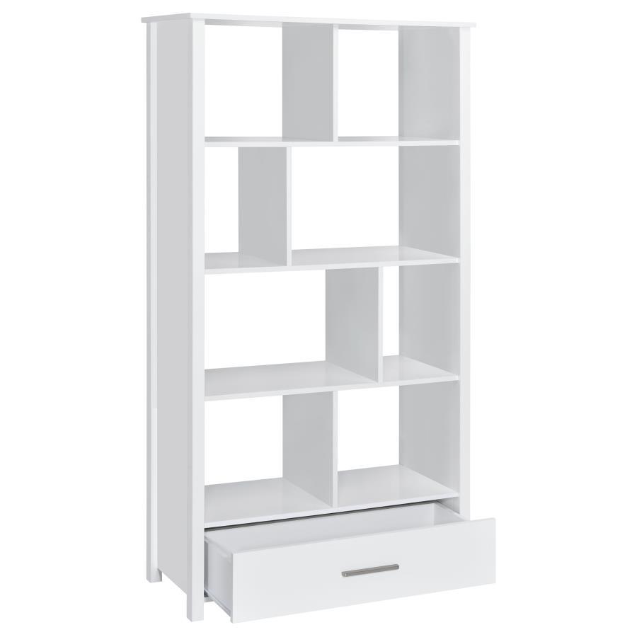 Dylan - 4-Shelf Storage Bookshelf in White High Gloss