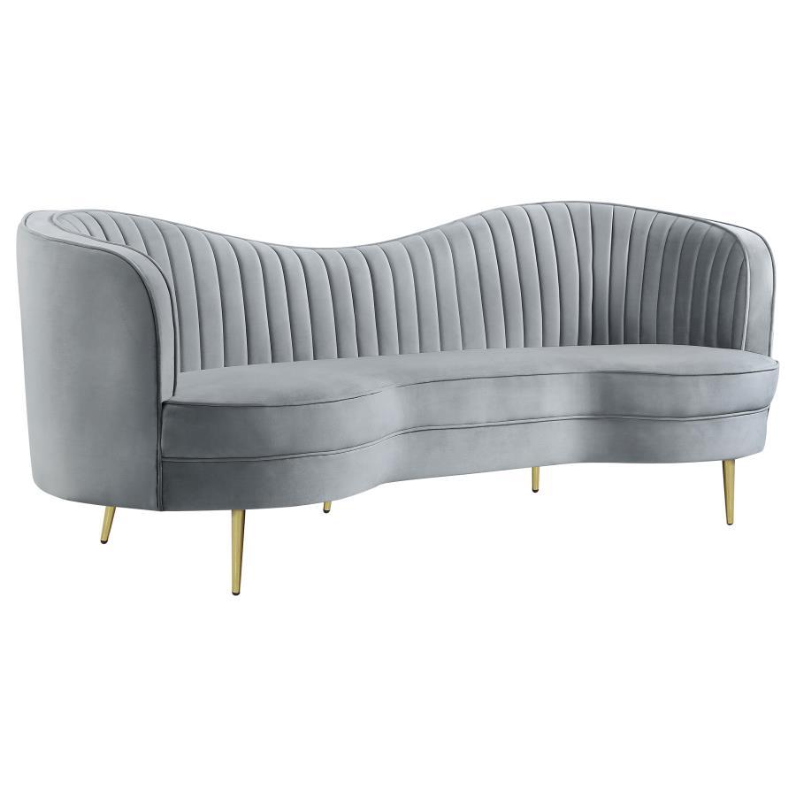 Upholstered Channel Tufted Sofa with Mid-Century