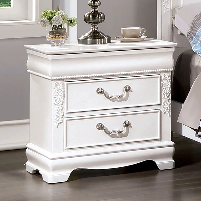 ALECIA Night Stand w/ USB, White