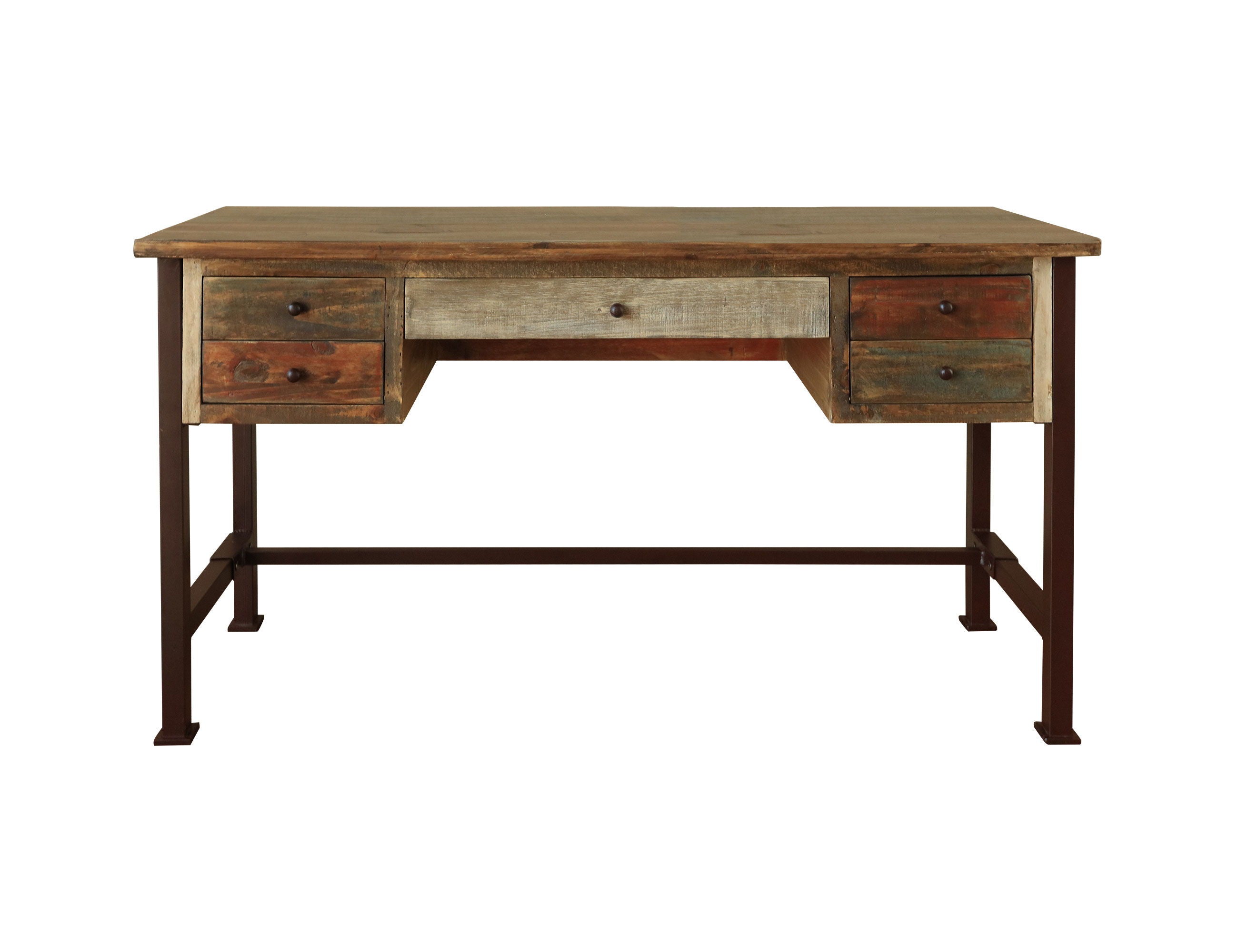 Antique Desk with Drawers in Multicolor