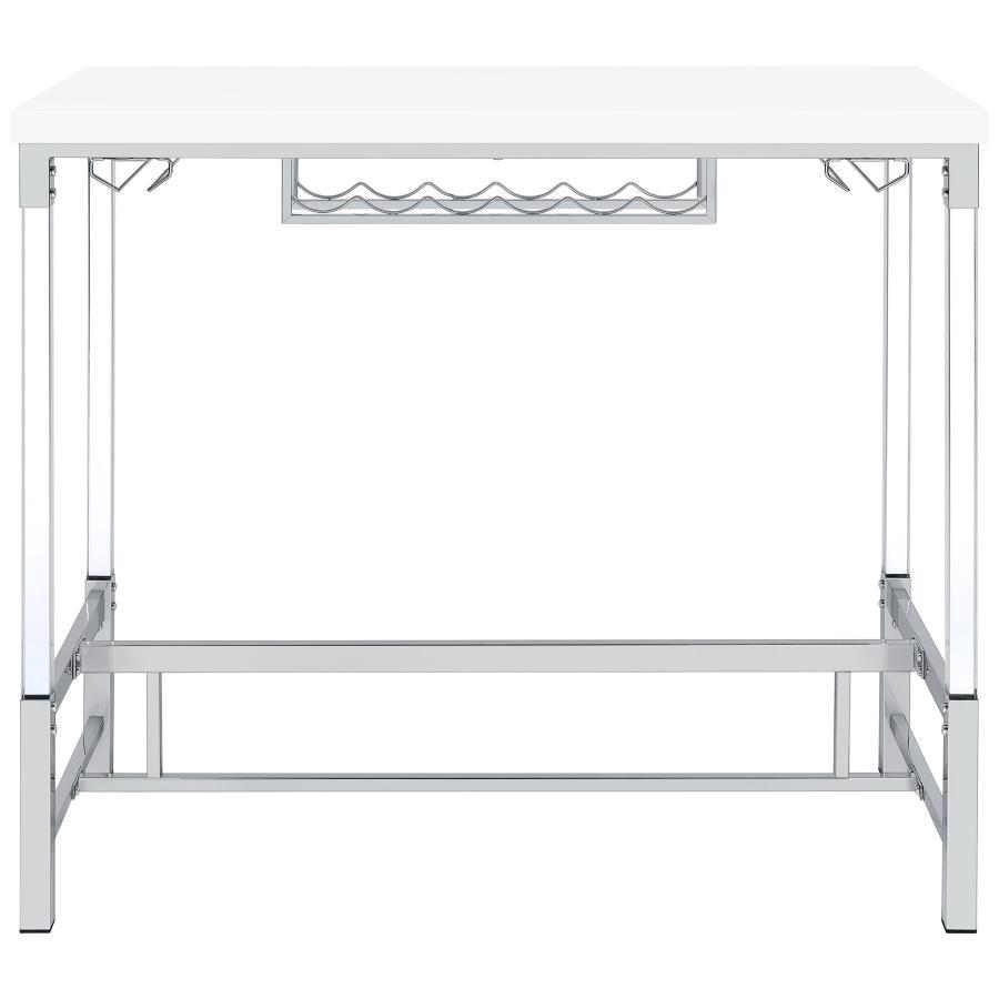 Norcrest Acrylic Leg Bar Table in White High Gloss