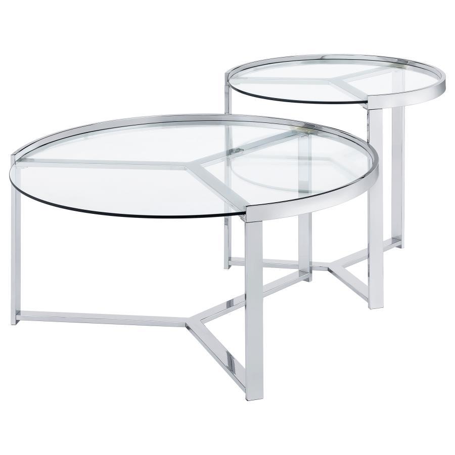 Delia 2-Piece Round Glass Top Nesting Coffee Table