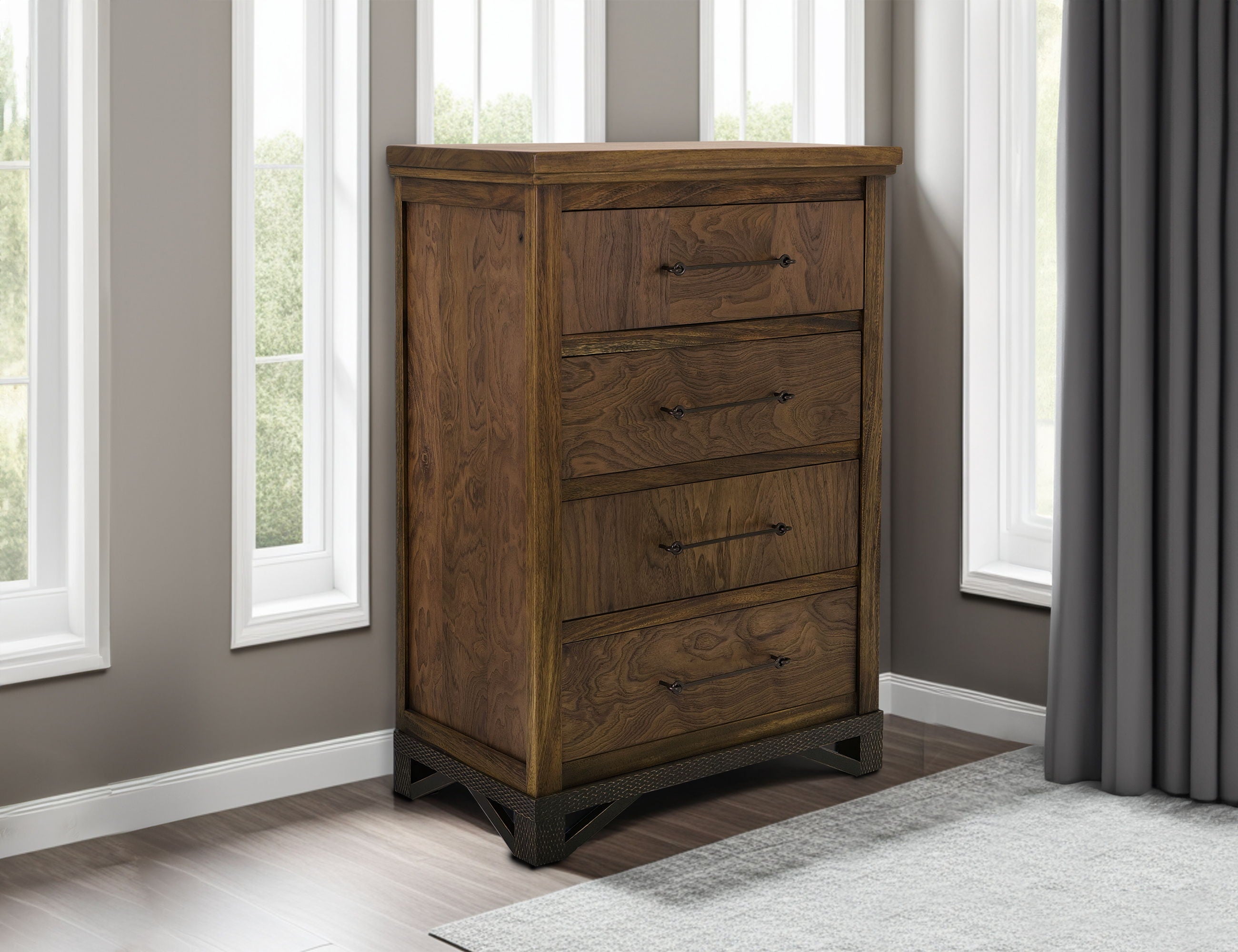 Walnut Chest of 4 Drawers