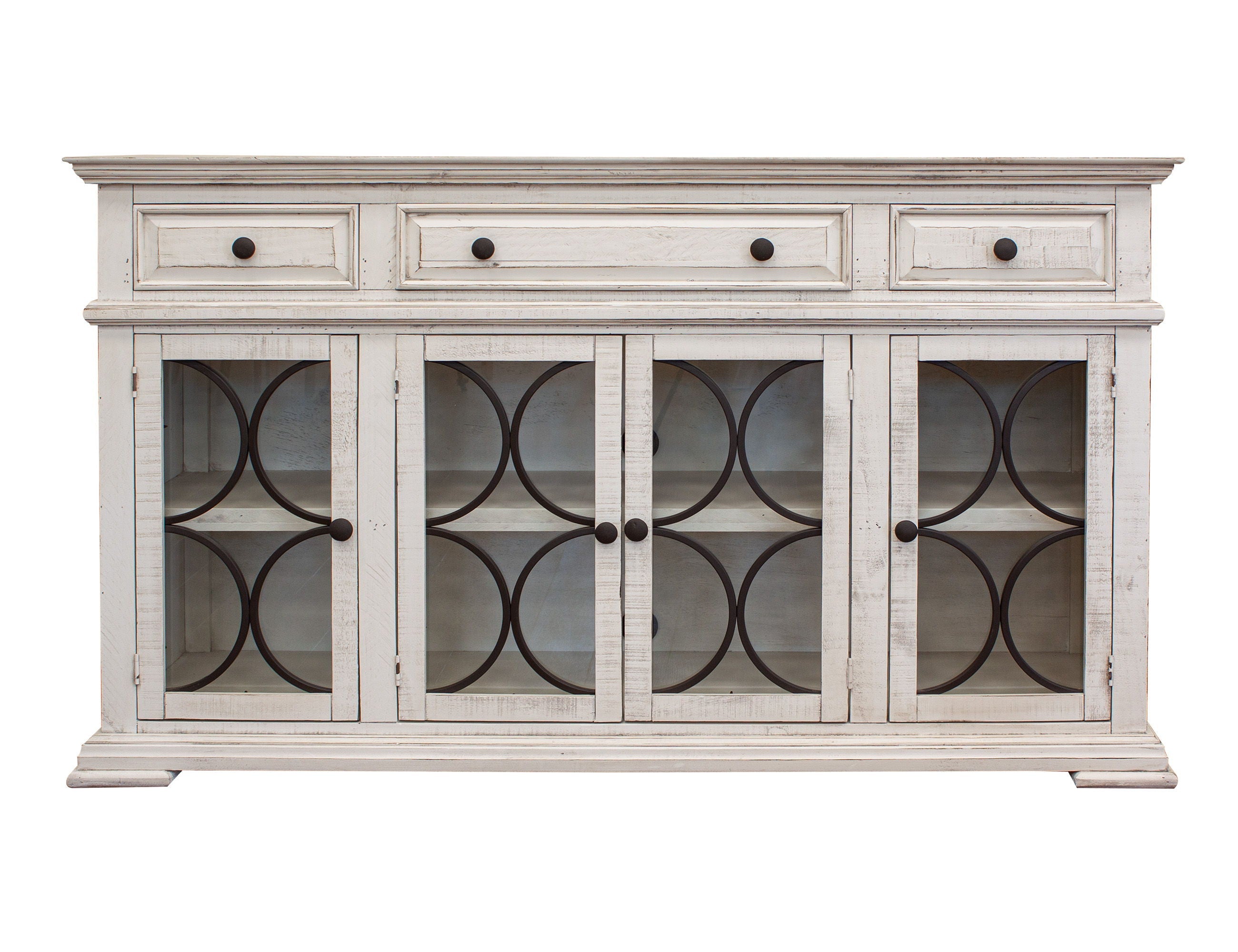 Bonanza - 4 Glass Doors & 3 Drawers Console