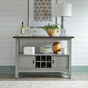 Gray Sliding Door Storage Cabinet with 6 Bottle Wine Rack