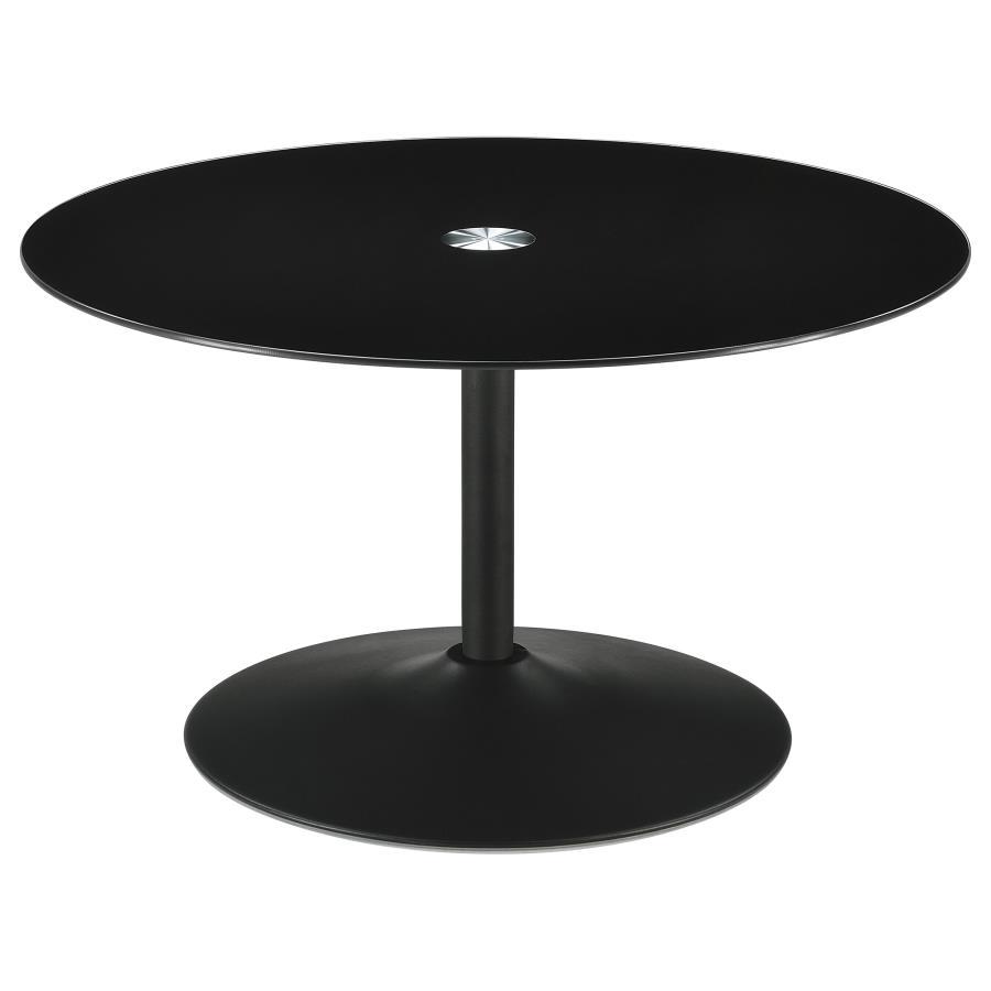 Round Metal End Table with Tempered Glass Top