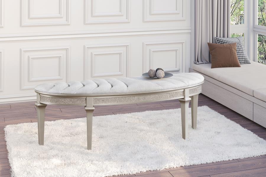 Evangeline Curved Fabric Upholstered Bench