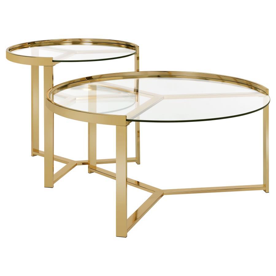 Delia 2-Piece Round Glass Top Nesting Coffee Table