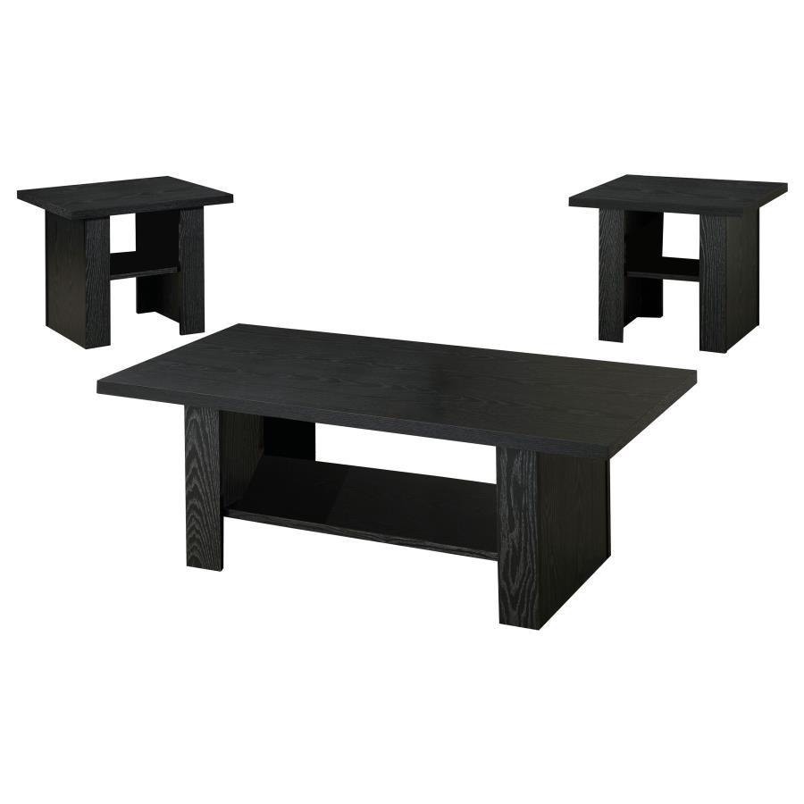 Rodez Black Oak 3-Piece Engineered Wood Coffee Table Set