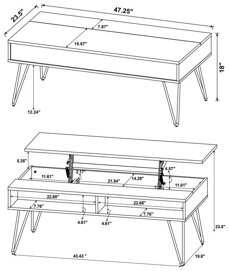 Fanning Engineered Wood Lift Top Coffee Table
