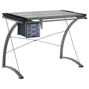 Melo Glass Top Drafting Table With Storage