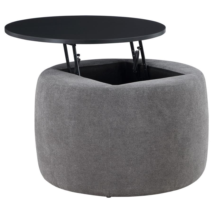 Tesoro Round Upholstered Lift Top Storage