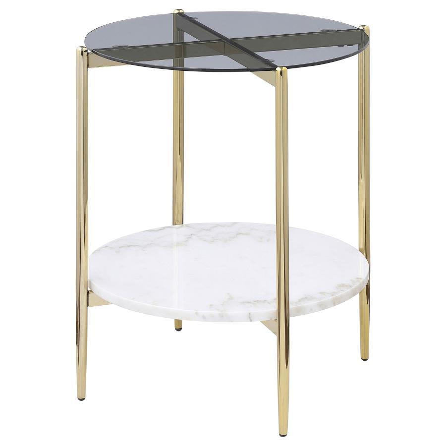 Jonelle Round Glass Top End Table