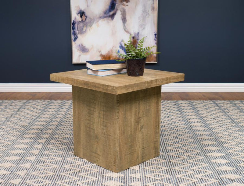 Rustic Mango Wood Square Table with Sturdy Block Base