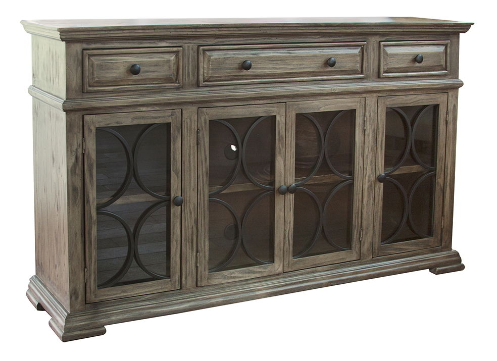 Bonanza - 4 Glass Doors & 3 Drawers Console